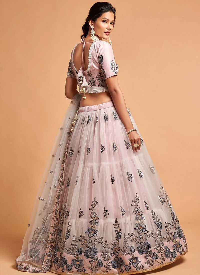 Grey Floral Heavy Embroidered Designer Lehenga Choli