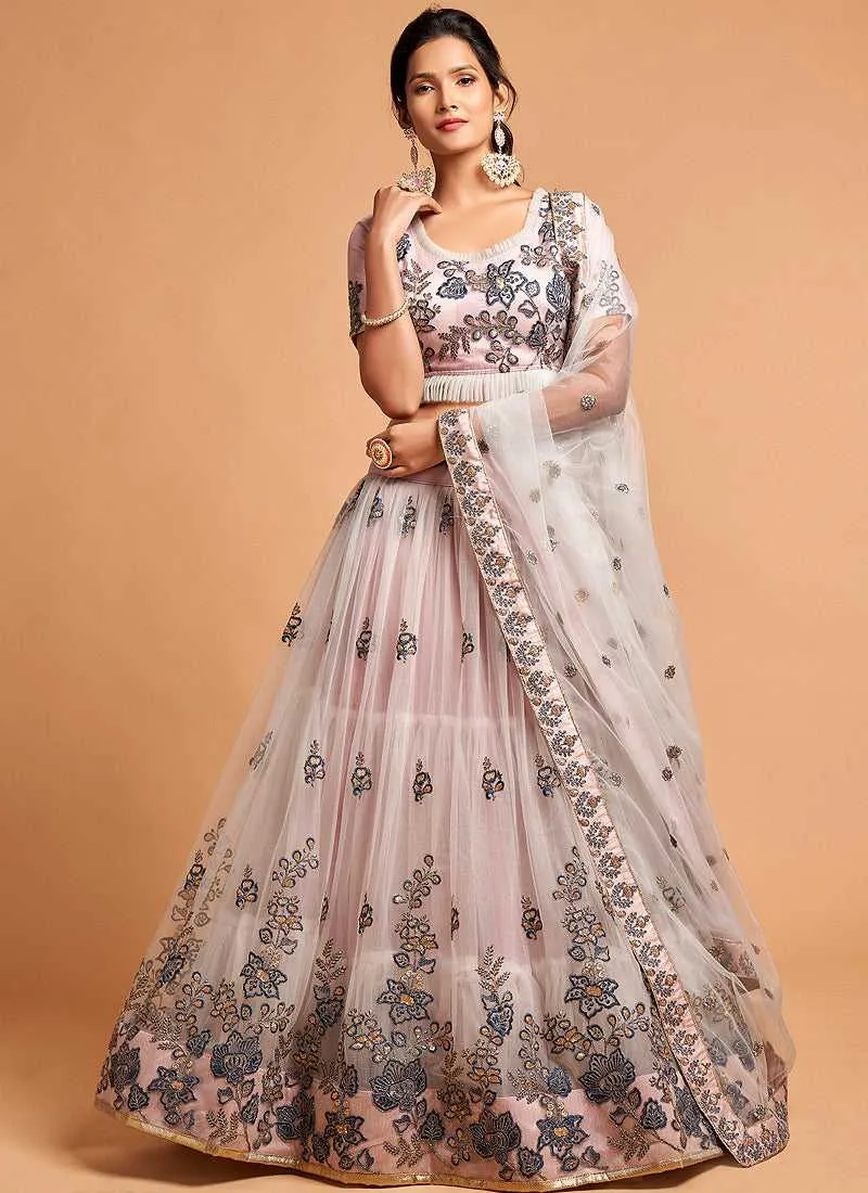Grey Floral Heavy Embroidered Designer Lehenga Choli