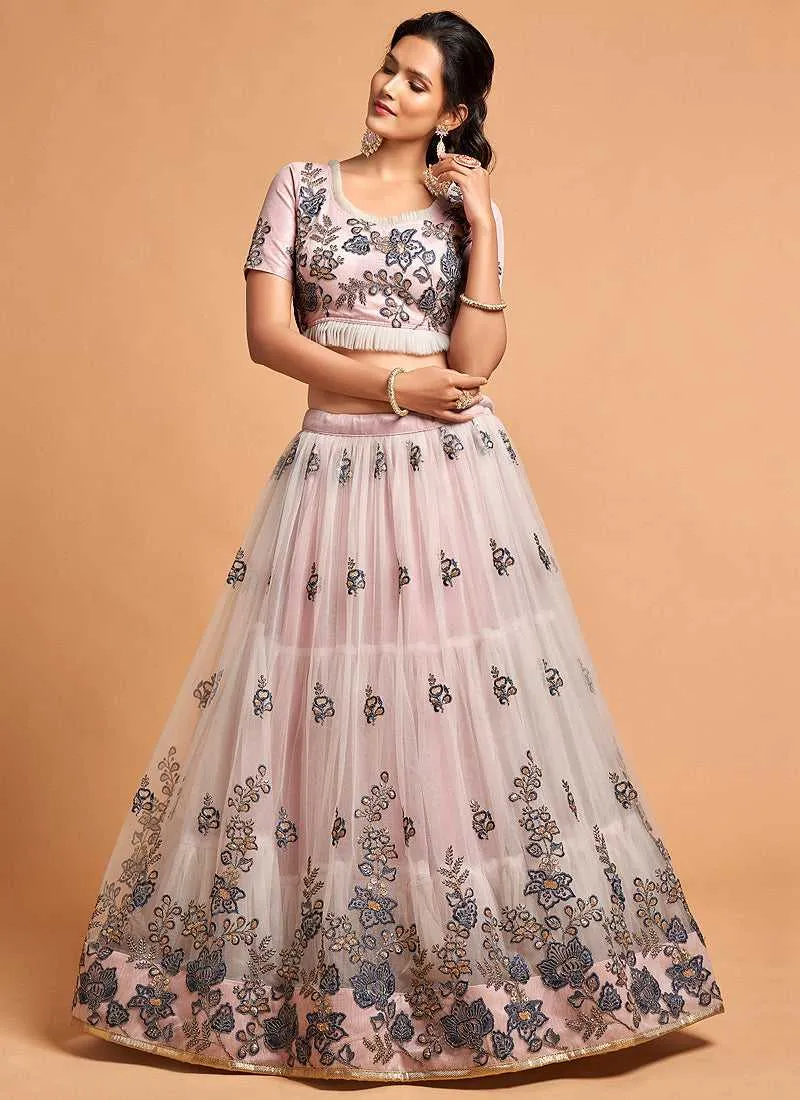 Grey Floral Heavy Embroidered Designer Lehenga Choli