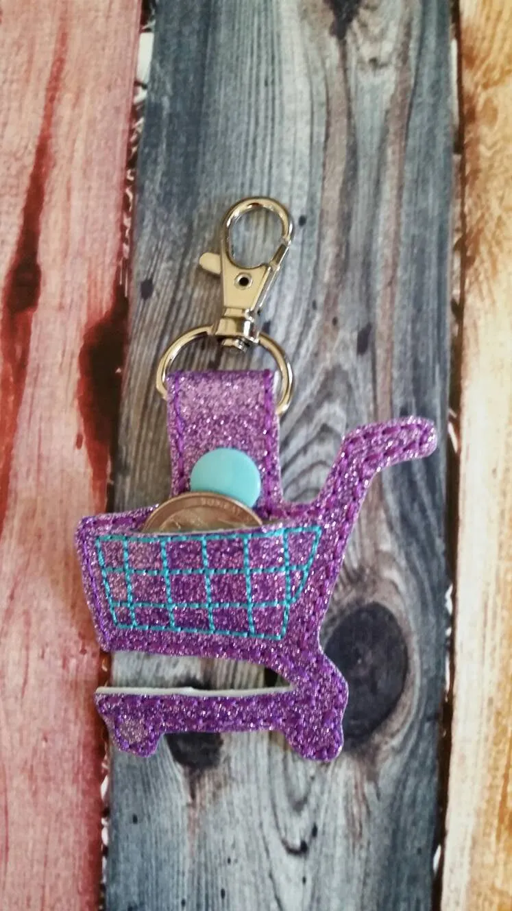Grocery Cart Quarter Keeper Keychain - cart rental - grocery store - shopping basket - cart quarter - glitter vinyl - gift for her - key fob