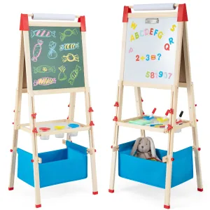 Grow-with-Me 3-in-1 Height Adjustable 2-Sided Wooden Art Easel | Magnetic Whiteboard & Blackboard | 3-8 Years