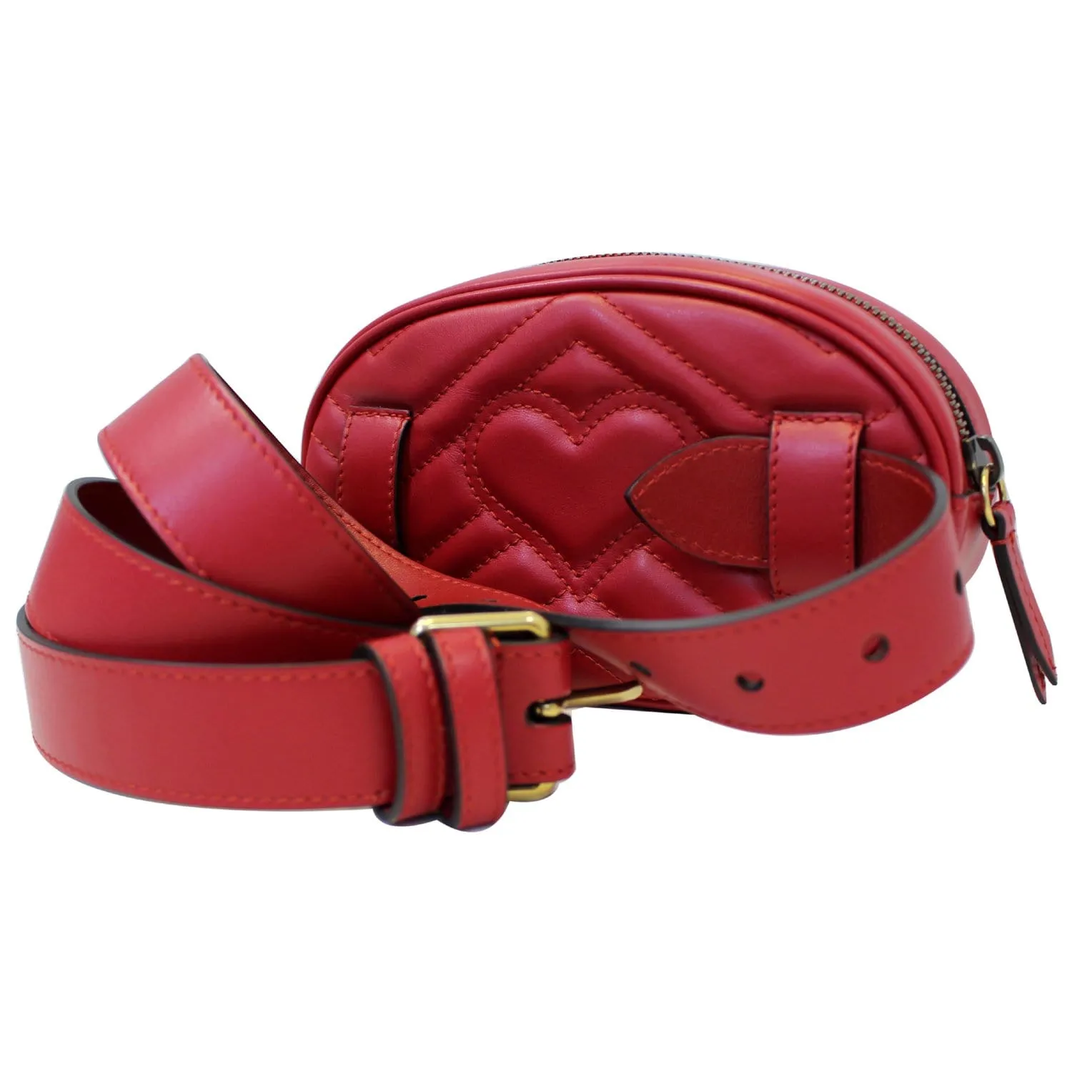 GUCCI GG Marmont Matelasse Leather Belt Bag 476434 Red
