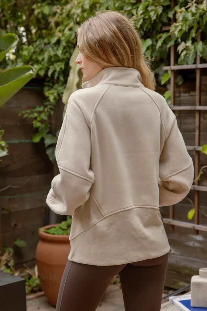 Half Zip Kangaroo Pocket Top