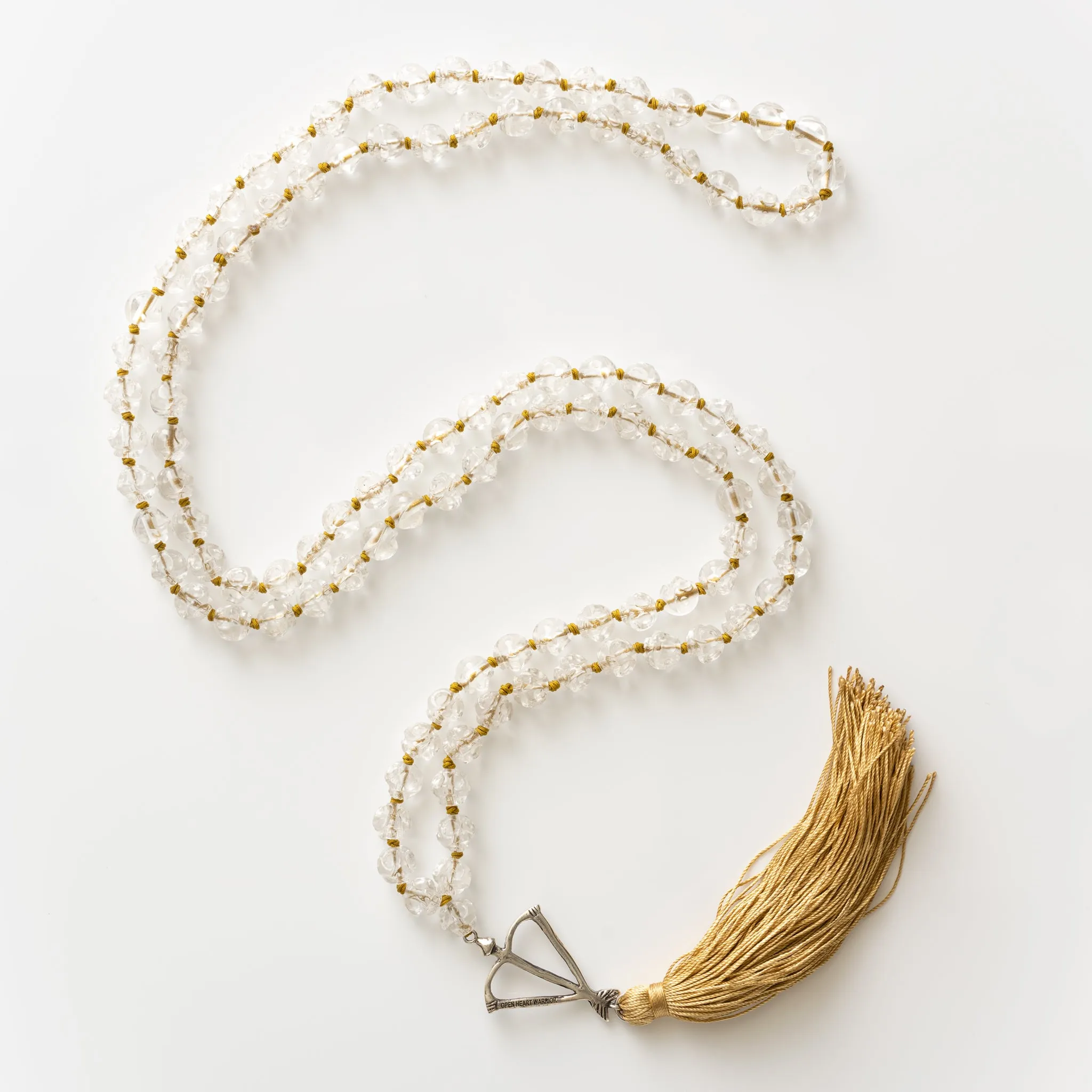 Hand Carved Clear Quartz Skull Mala