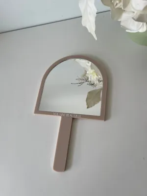 Handheld Custom Name/Logo Mirrors - Arch   Additional Line of Text