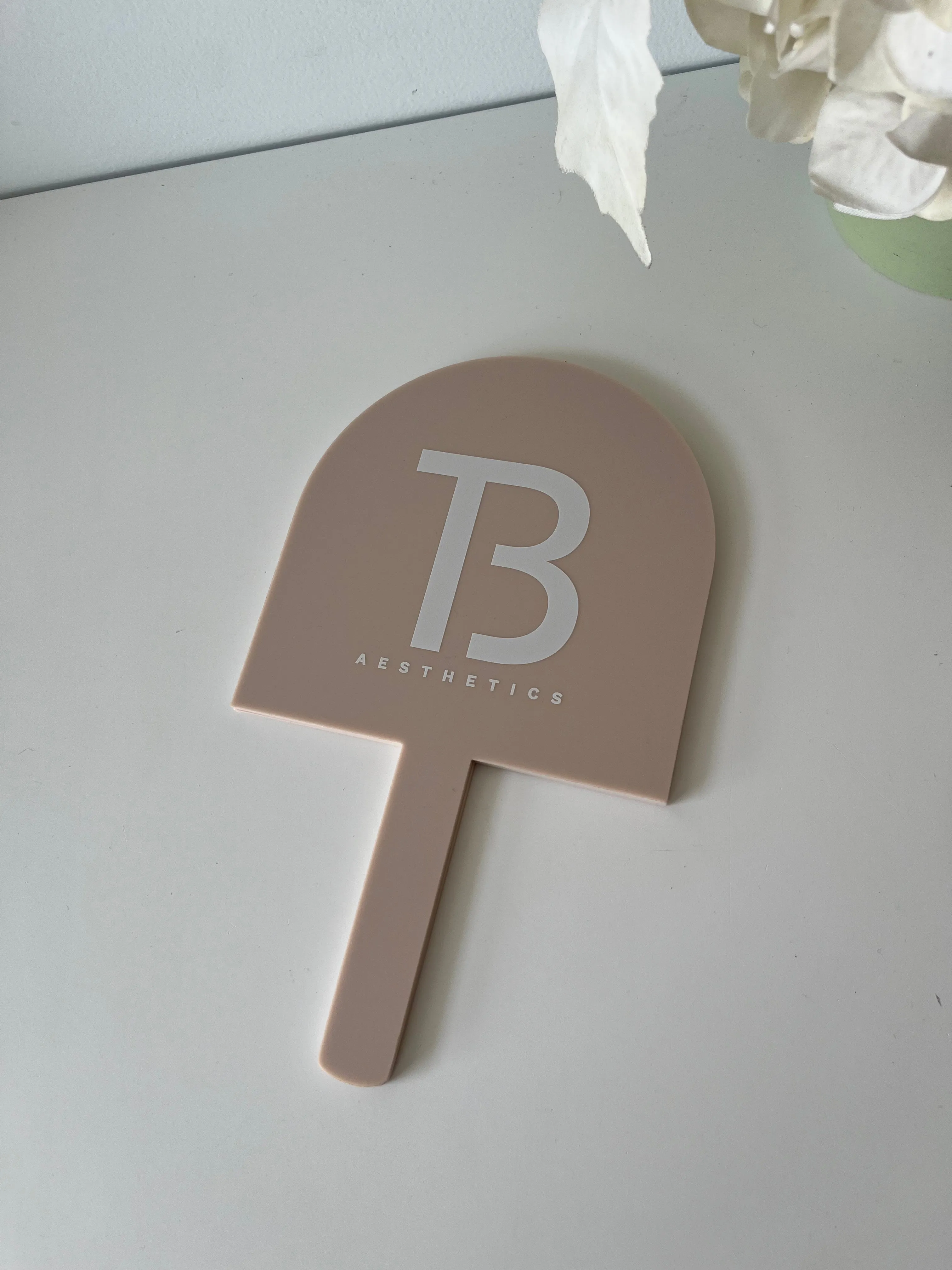 Handheld Custom Name/Logo Mirrors - Arch   Additional Line of Text