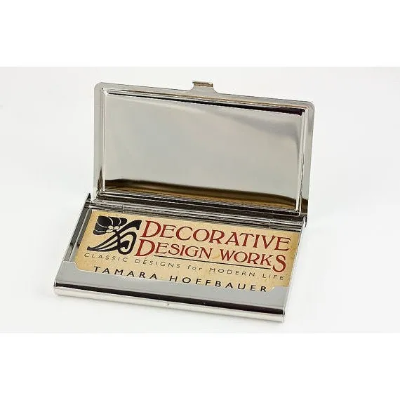 Handmade Art Deco Business Card Case in Crimson Red and Black