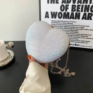 Heart-Shaped Clutch with Shoulder Crossbody