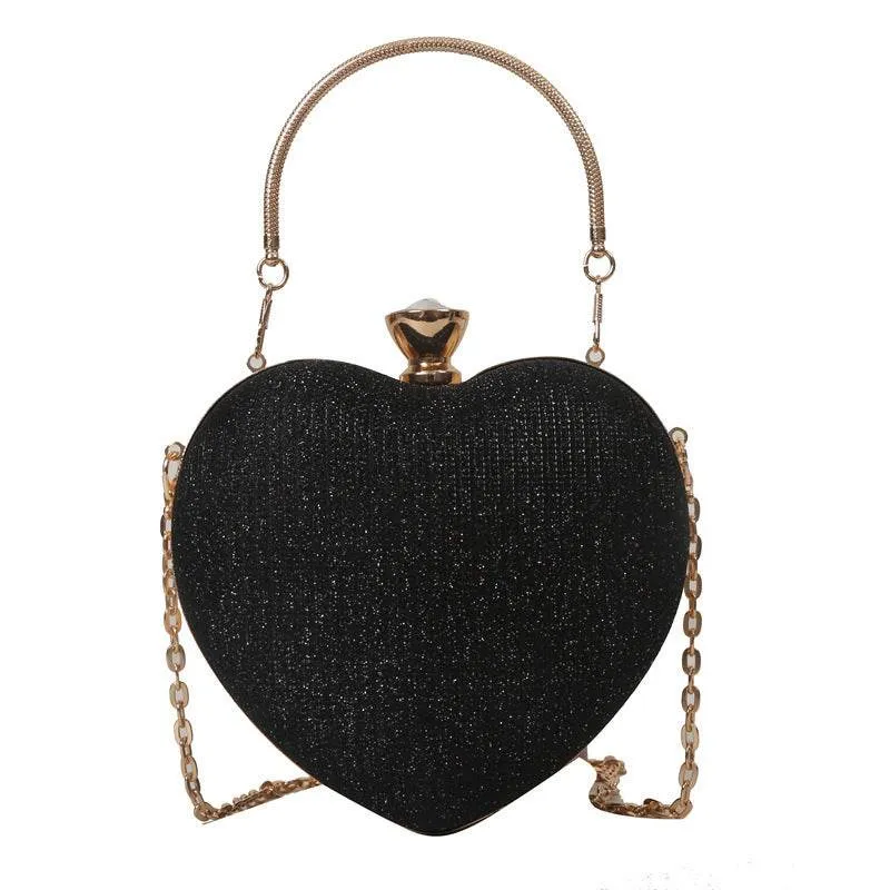 Heart-Shaped Clutch with Shoulder Crossbody