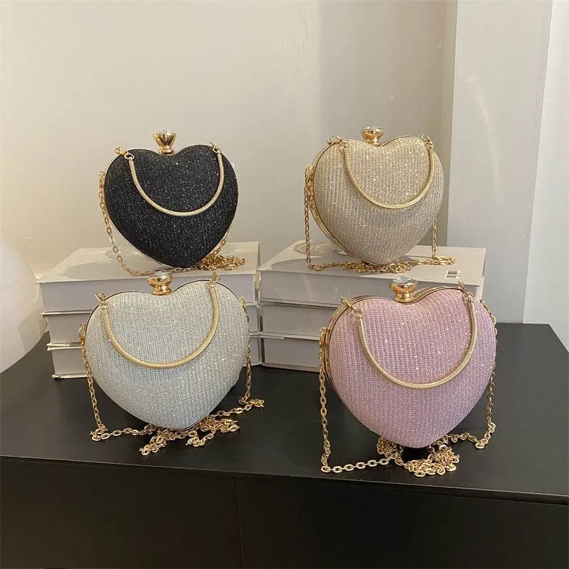 Heart-Shaped Clutch with Shoulder Crossbody