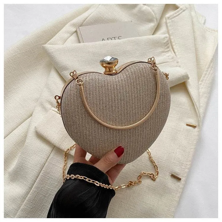 Heart-Shaped Clutch with Shoulder Crossbody