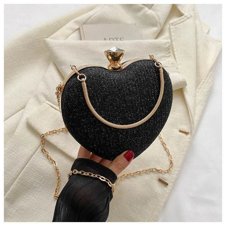 Heart-Shaped Clutch with Shoulder Crossbody