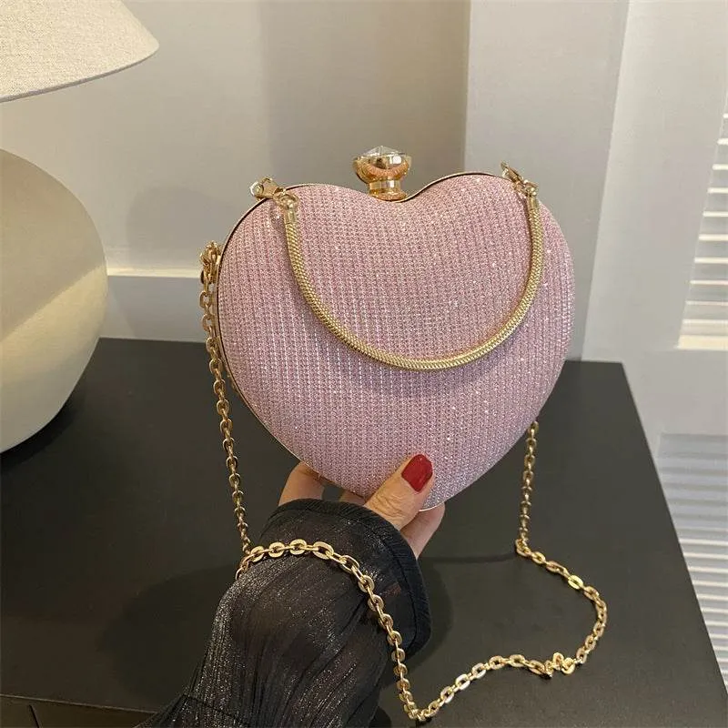 Heart-Shaped Clutch with Shoulder Crossbody