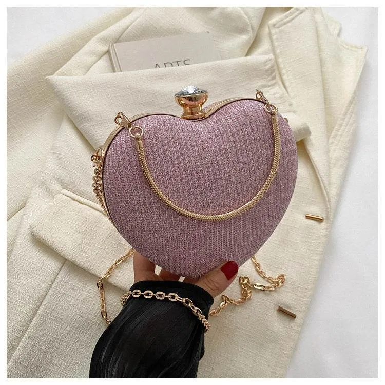 Heart-Shaped Clutch with Shoulder Crossbody