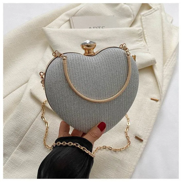 Heart-Shaped Clutch with Shoulder Crossbody