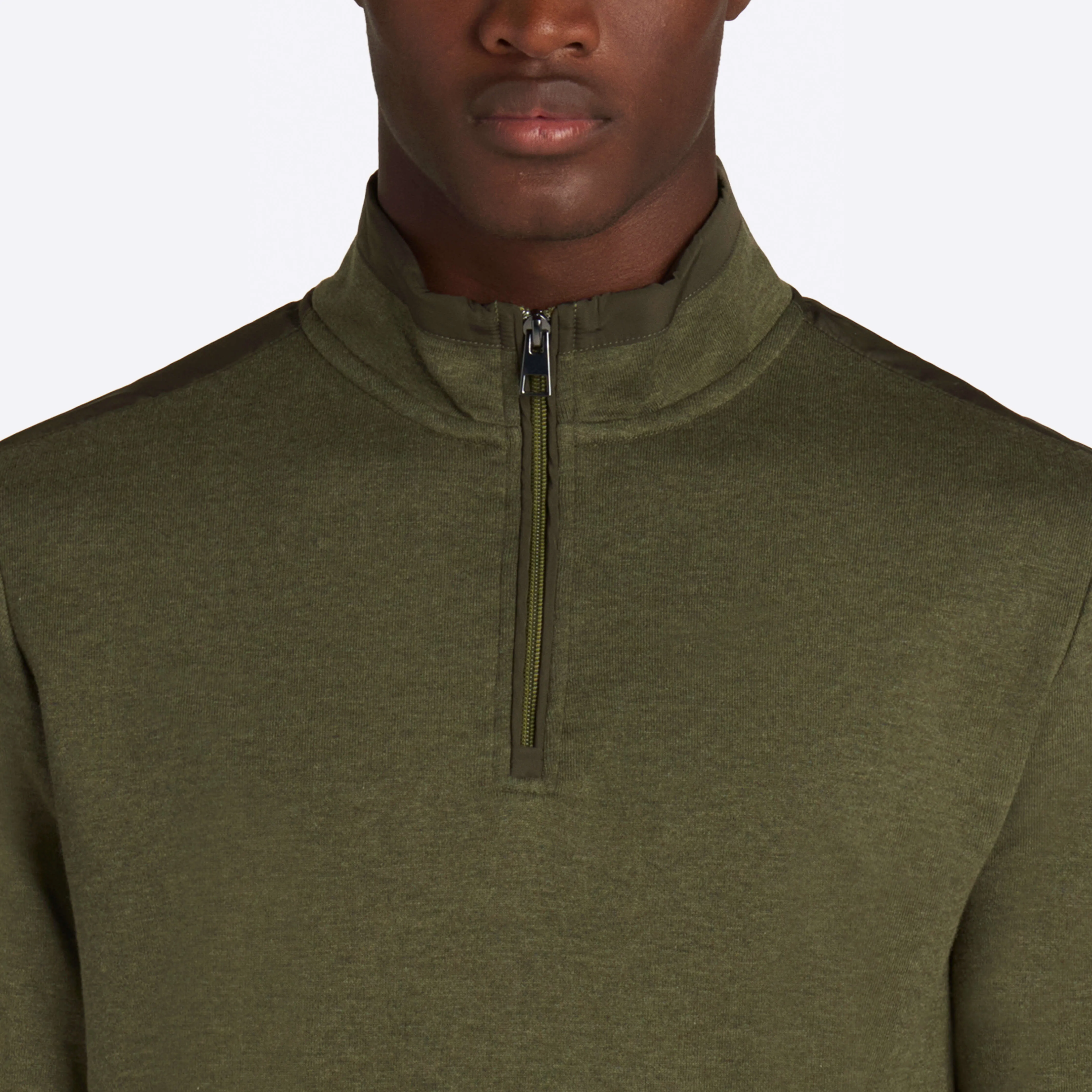 Heather Quarter Zip Mock Neck Pullover