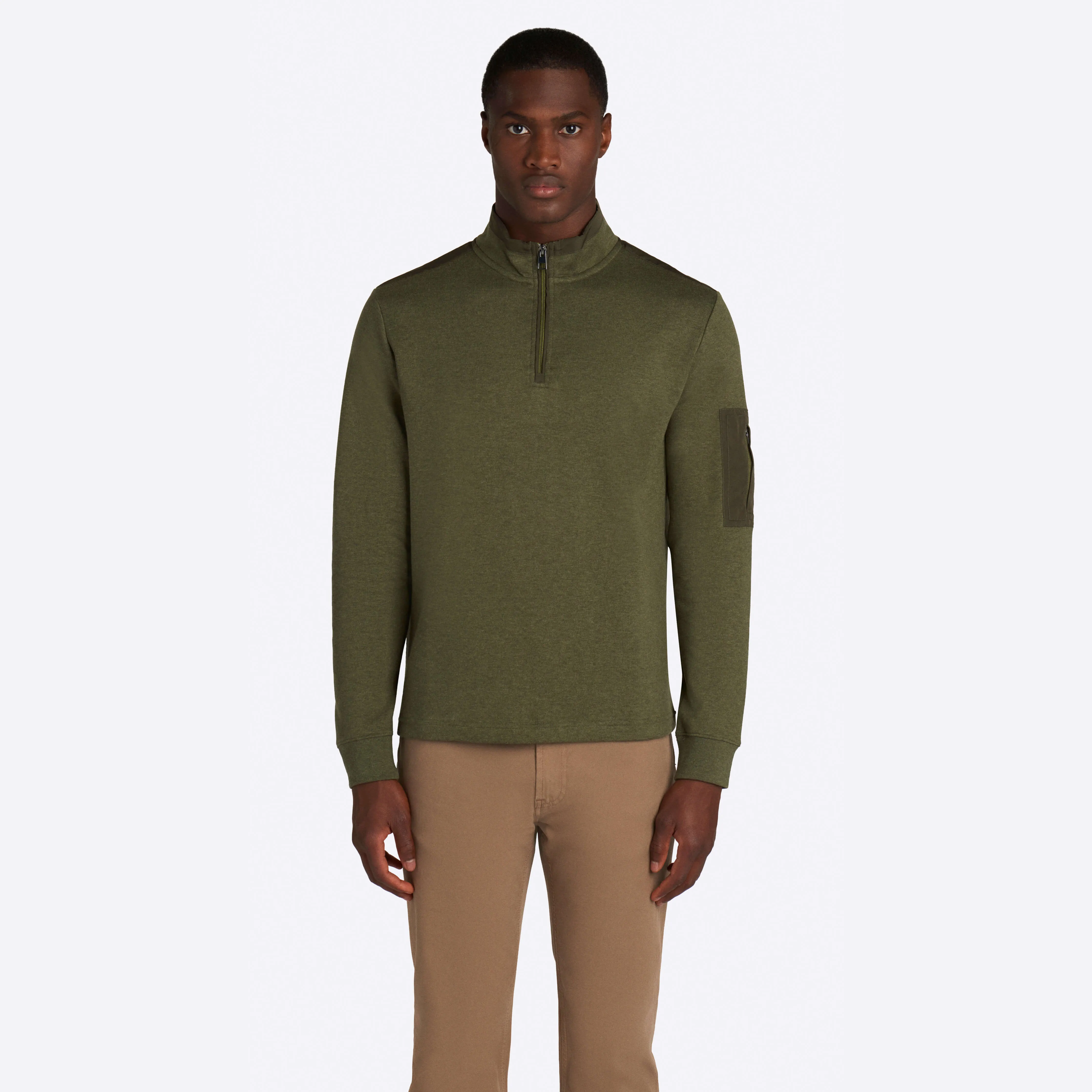 Heather Quarter Zip Mock Neck Pullover