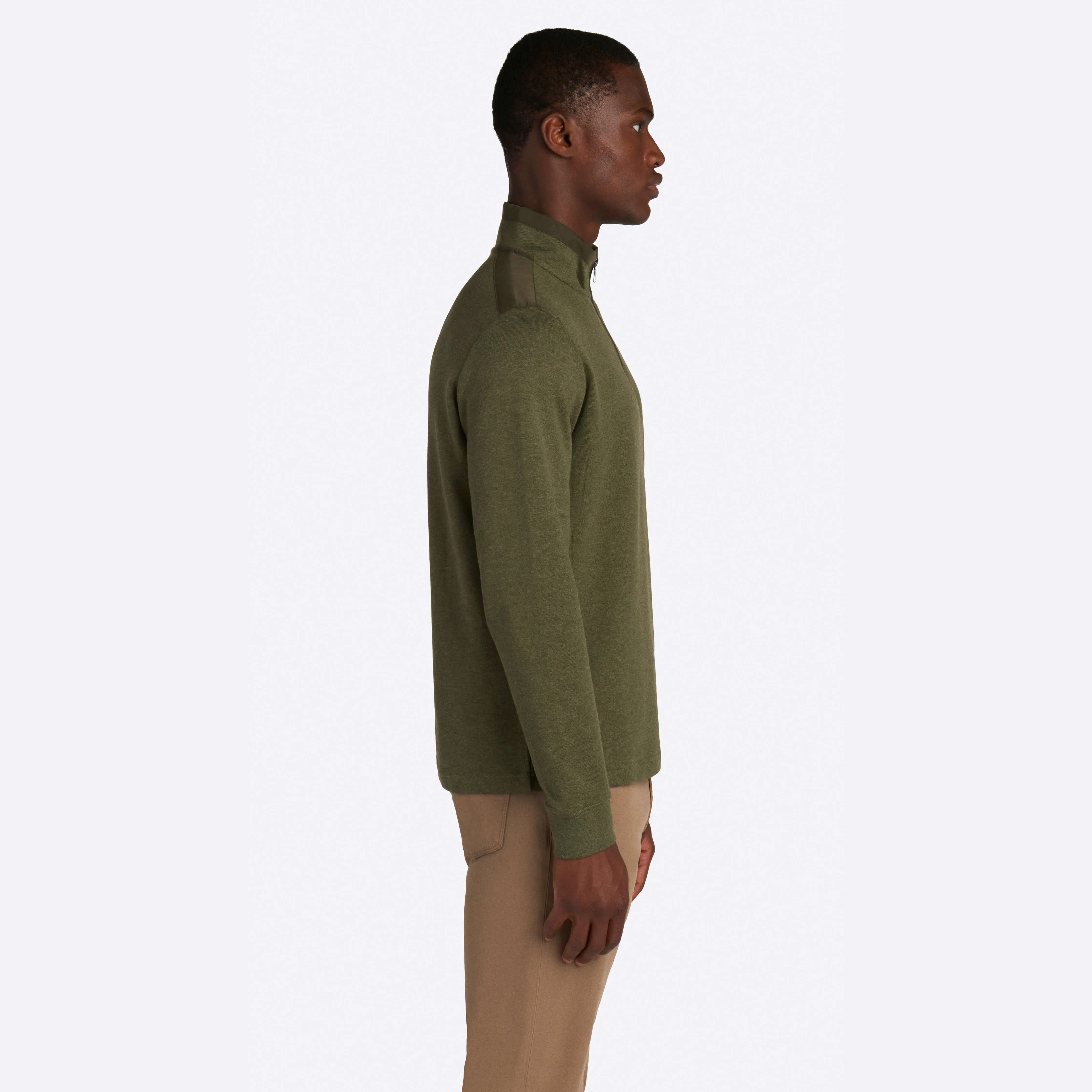 Heather Quarter Zip Mock Neck Pullover
