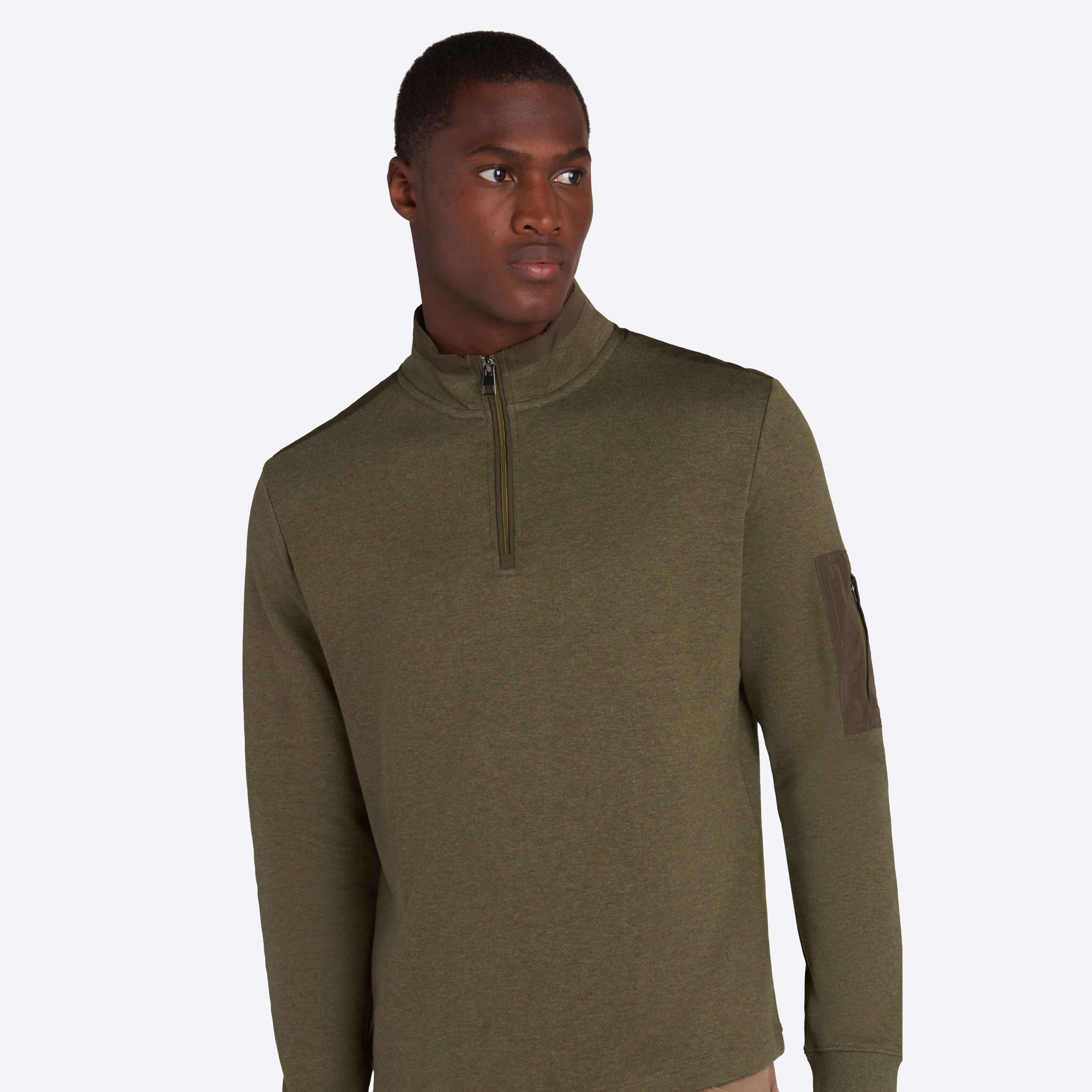 Heather Quarter Zip Mock Neck Pullover