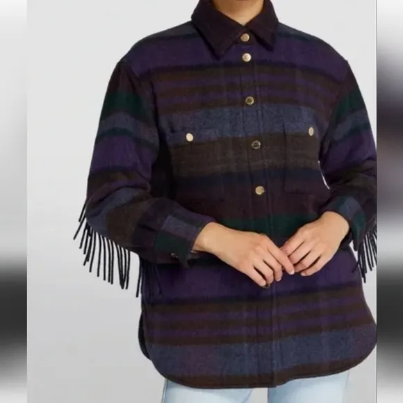 House of Harlow Shacket With Fringe Back and Sleeves Size Large