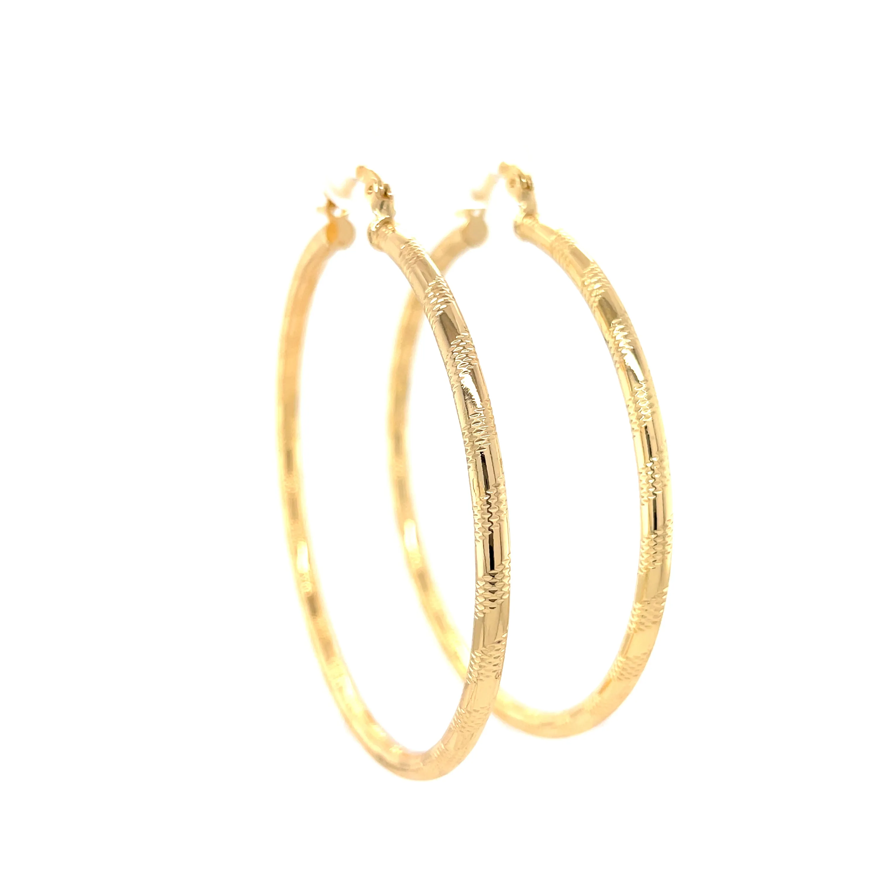 Huge 6 cm Wire Textured Hoops earrings 14k gold filled