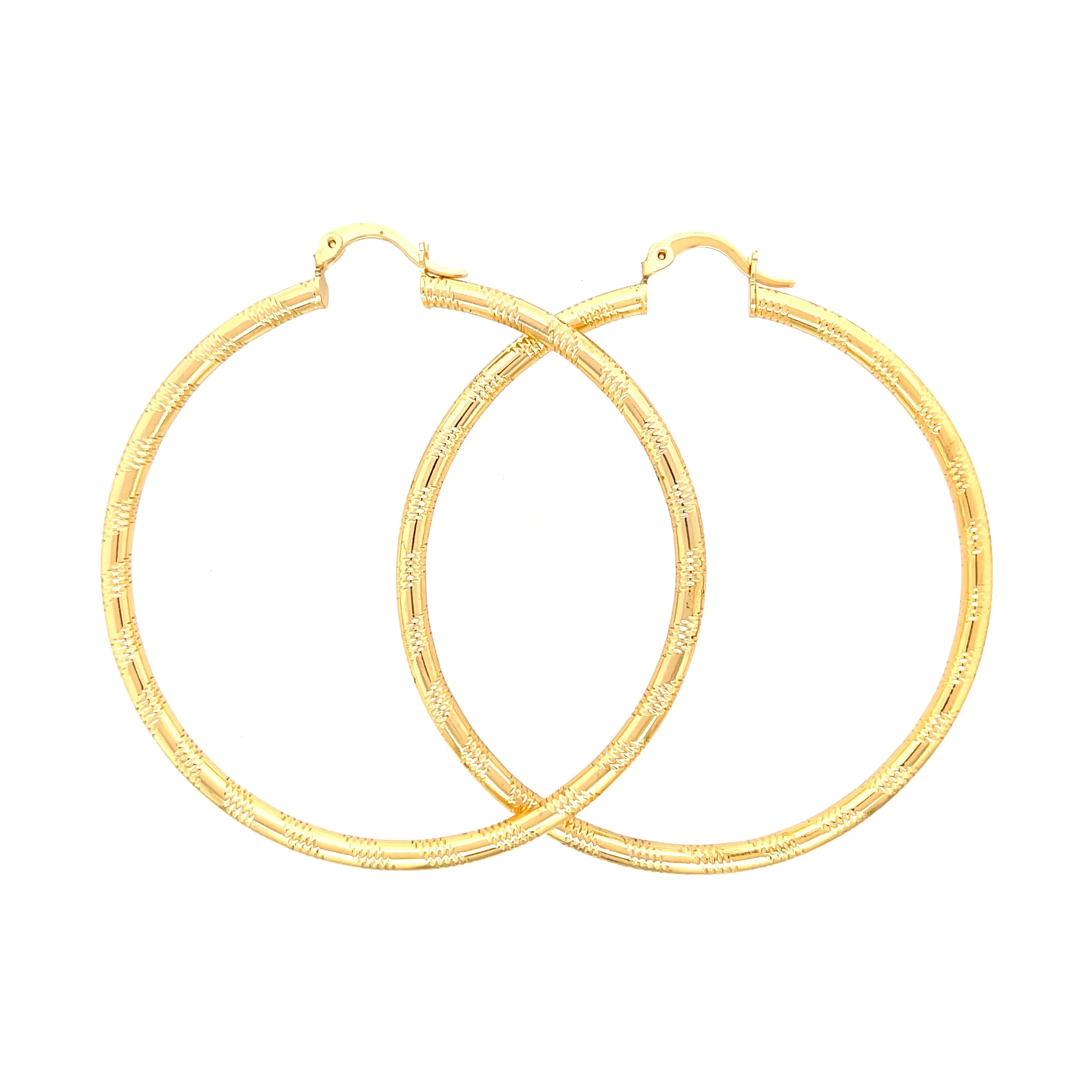 Huge 6 cm Wire Textured Hoops earrings 14k gold filled