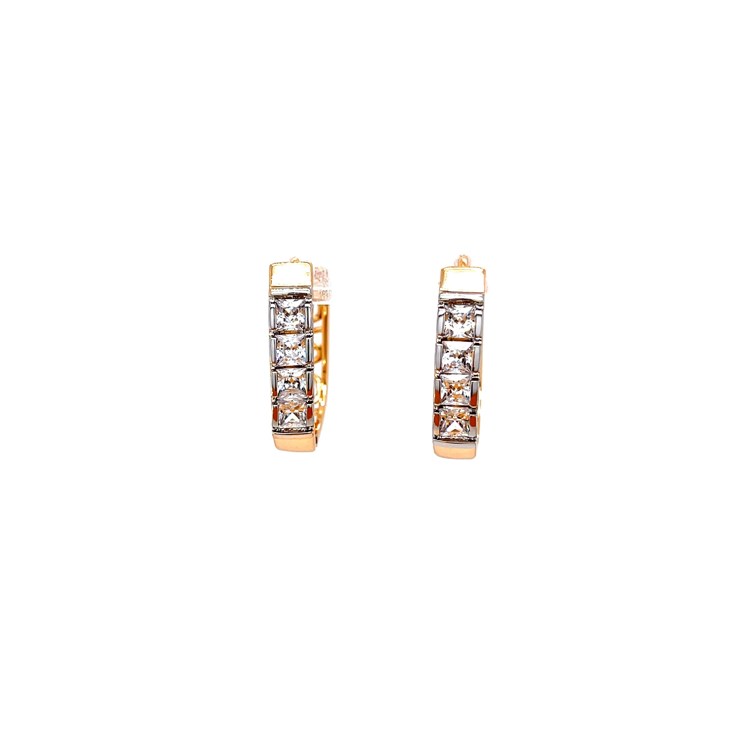 Huggies Earrings with 4 cubic Zirconia Stones Rose gold filled