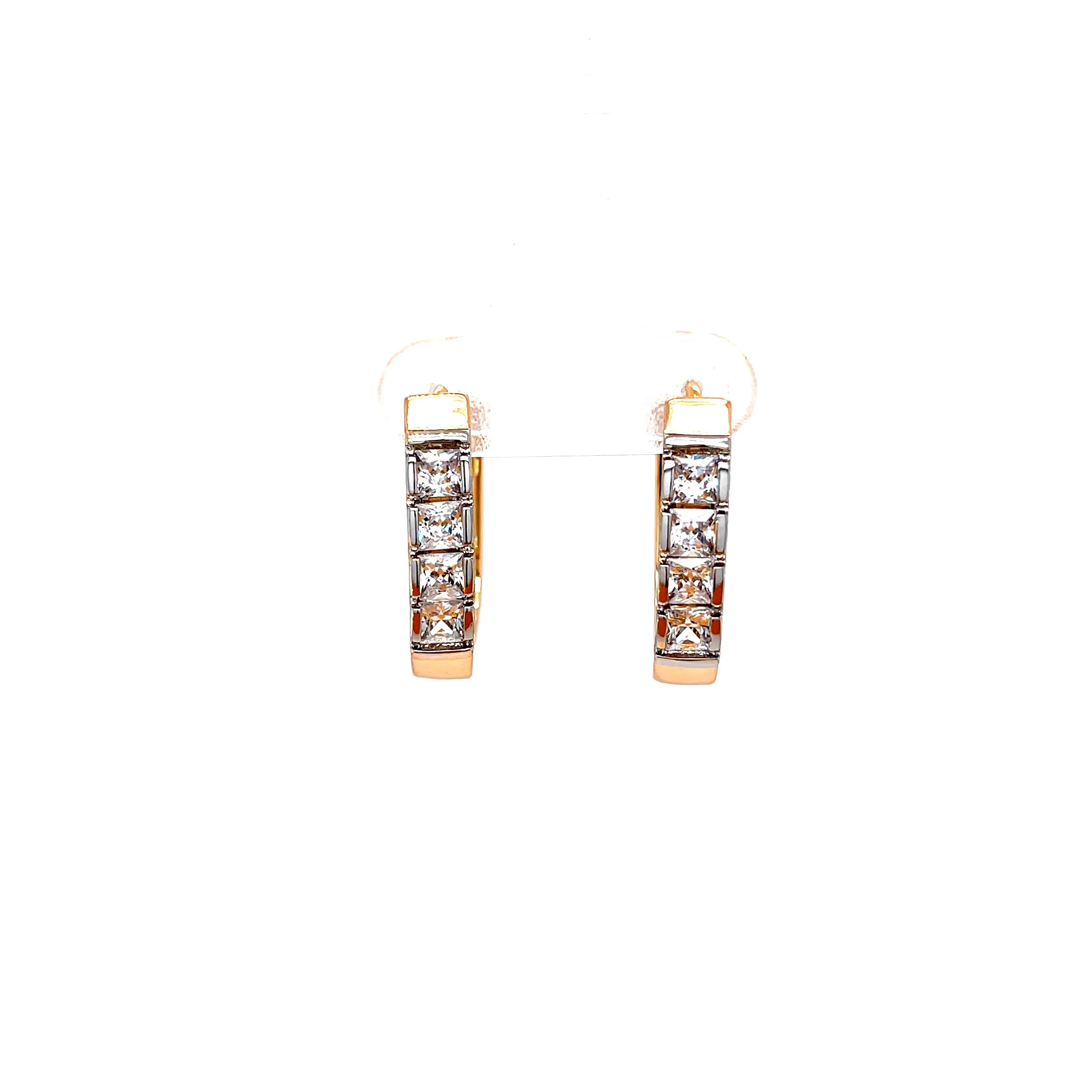 Huggies Earrings with 4 cubic Zirconia Stones Rose gold filled