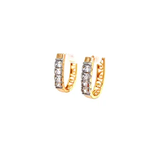 Huggies Earrings with 4 cubic Zirconia Stones Rose gold filled