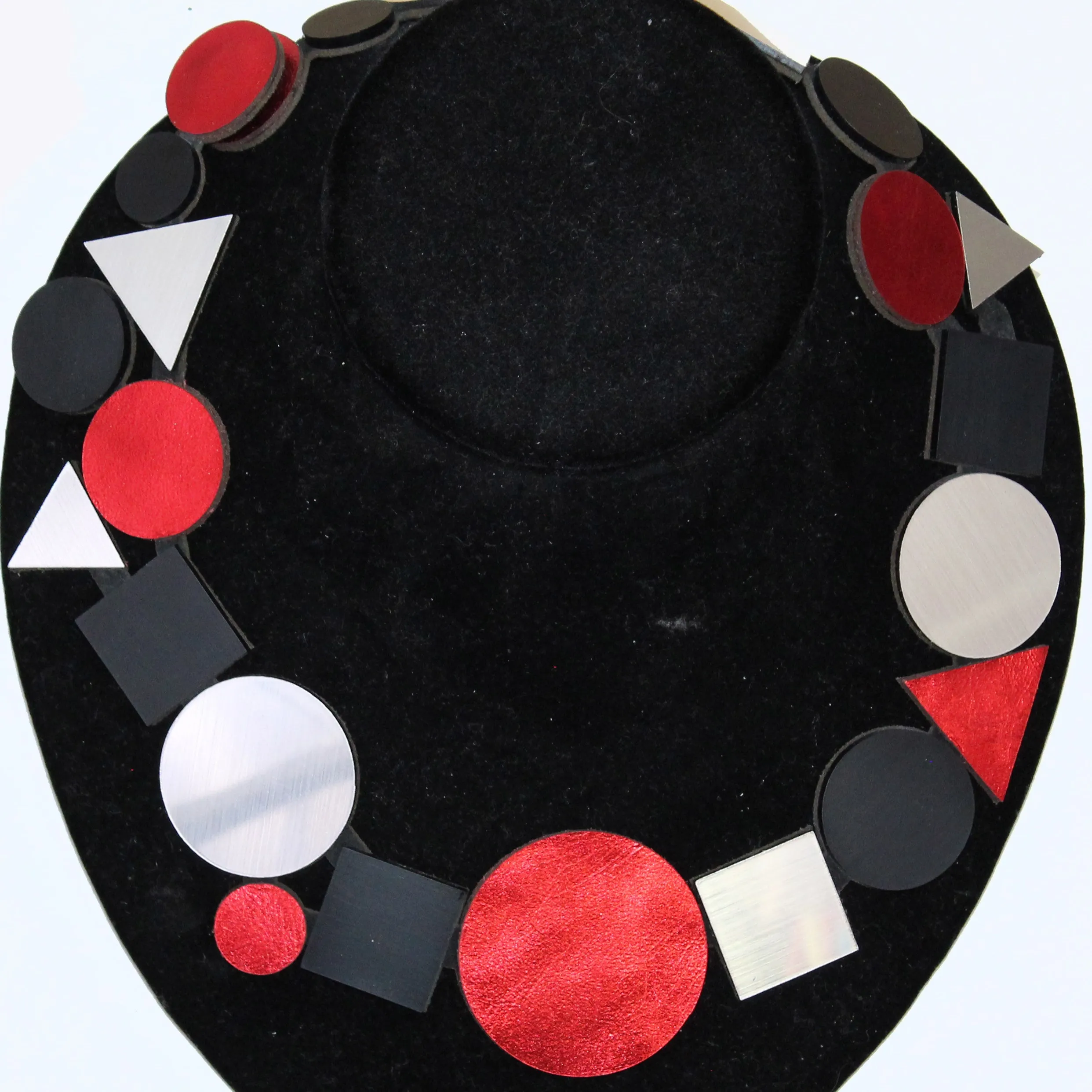 Iskin Sisters Necklace, Bauhaus, Silver/Black/Red