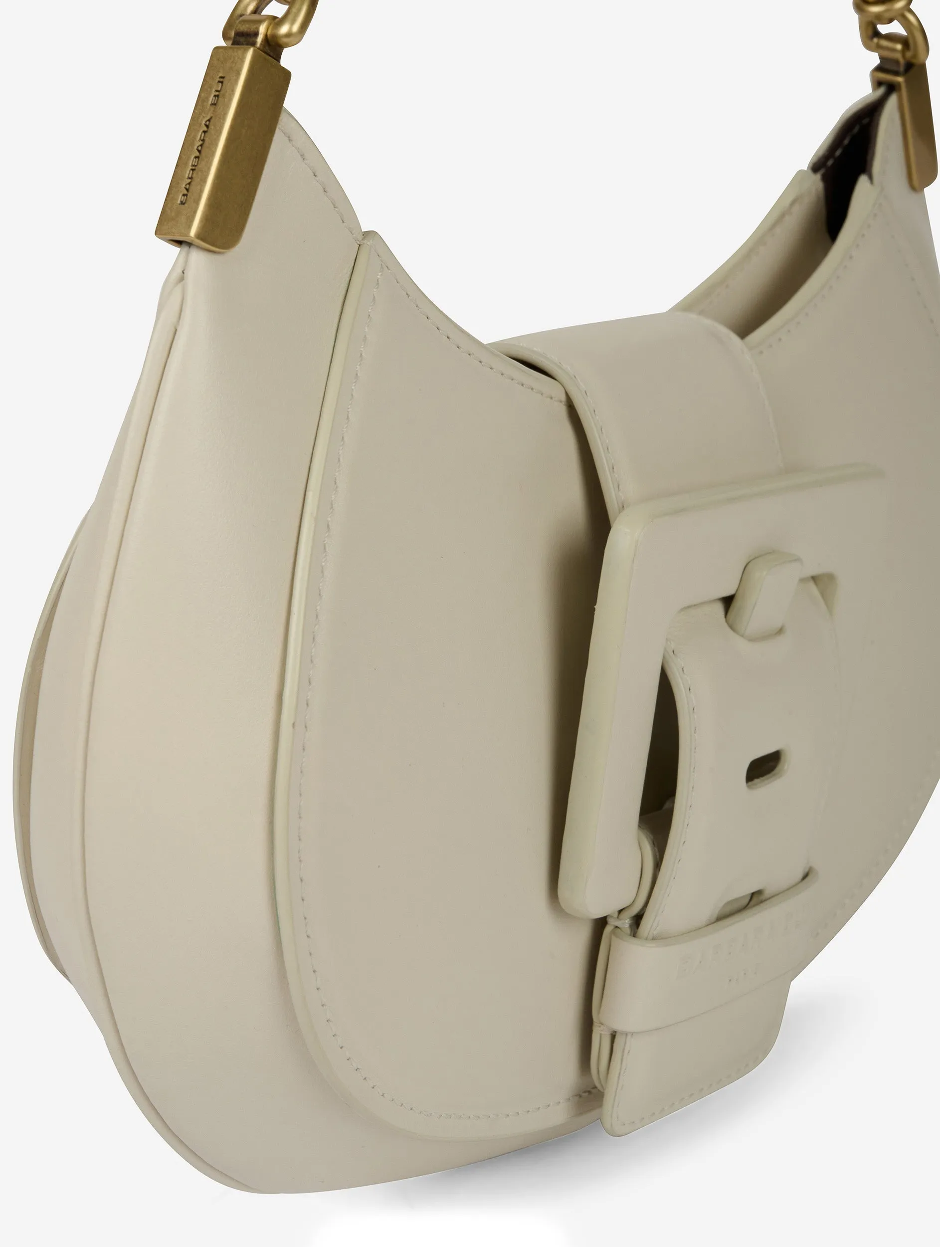 Ivory leather Kiss Me clutch bag