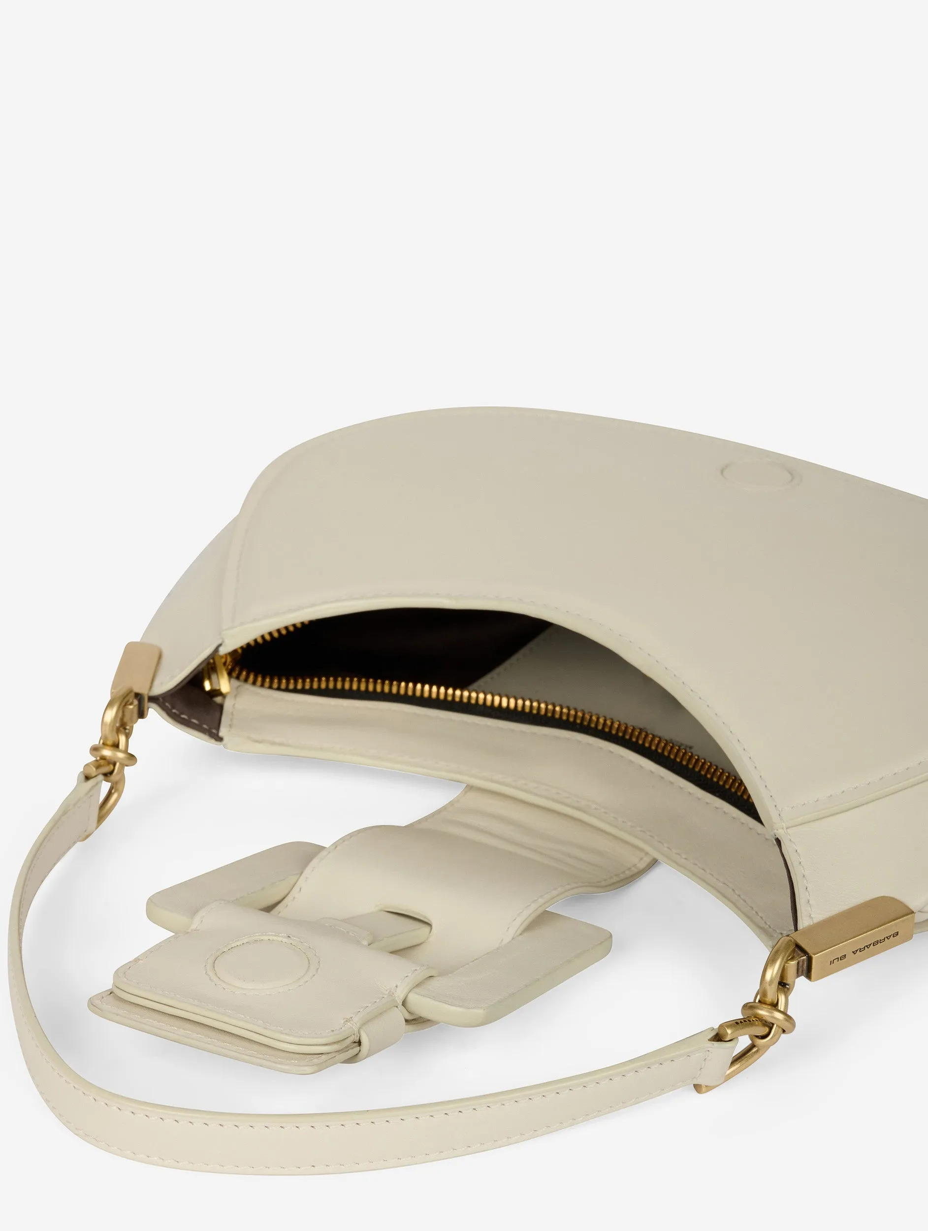 Ivory leather Kiss Me clutch bag