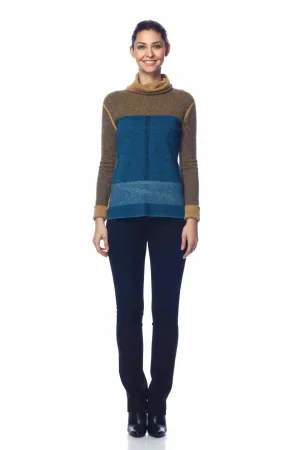 Izolda Reversible Turtle Neck Pullover - Camel/Blue