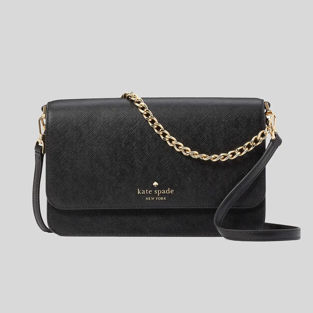 KATE SPADE Madison Willow Medium Flap Convertible Crossbody Bag Black RB-KC430