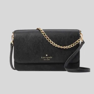 KATE SPADE Madison Willow Medium Flap Convertible Crossbody Bag Black RB-KC430