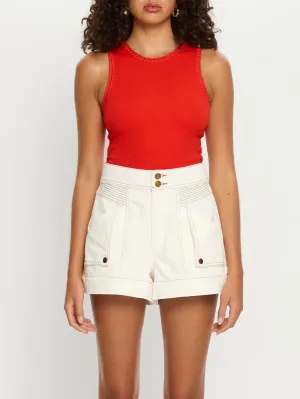 Kivari Tallulah High Neck Crop Tank - Red