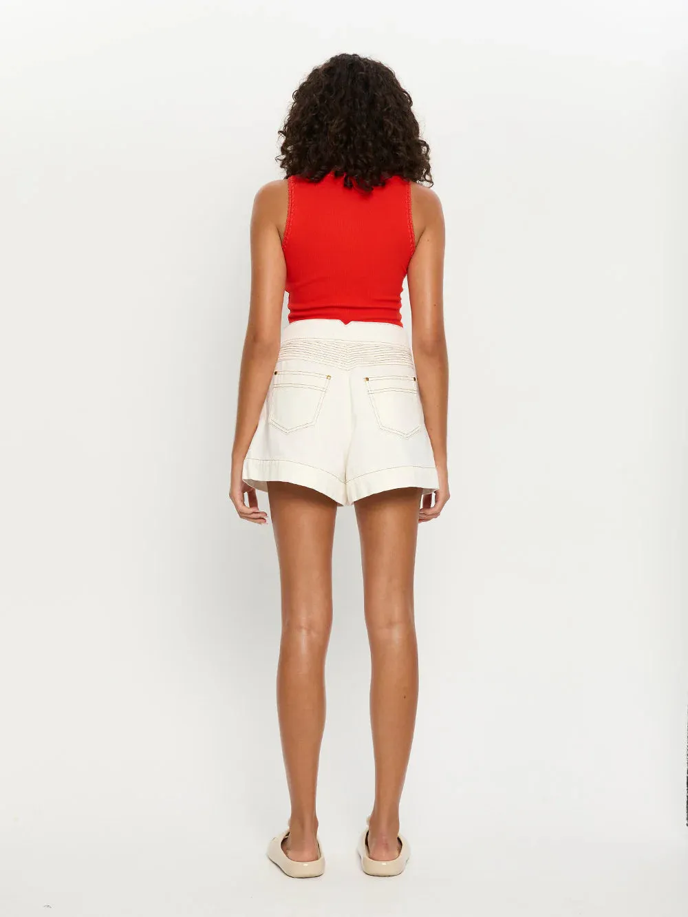 Kivari Tallulah High Neck Crop Tank - Red