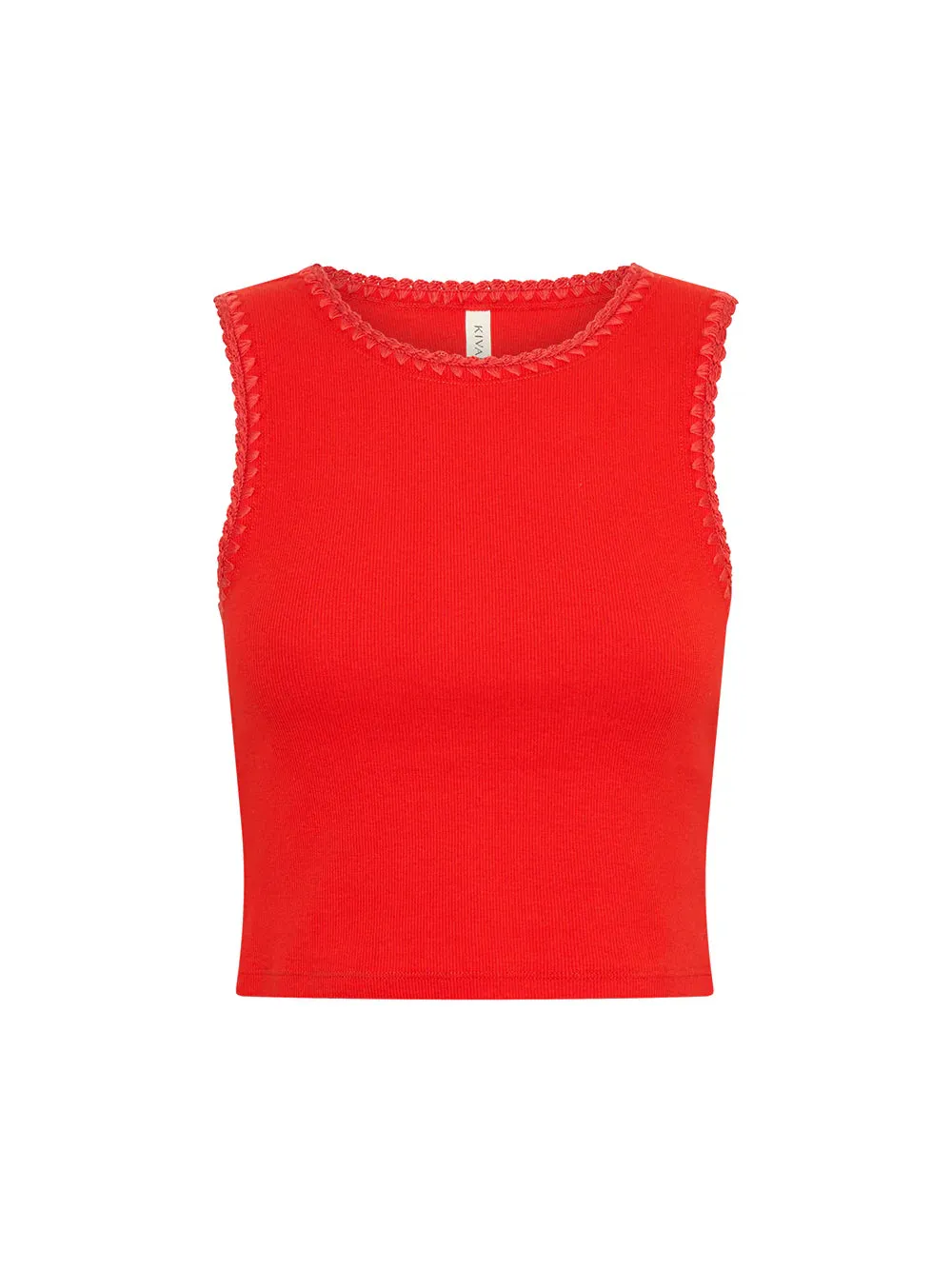 Kivari Tallulah High Neck Crop Tank - Red