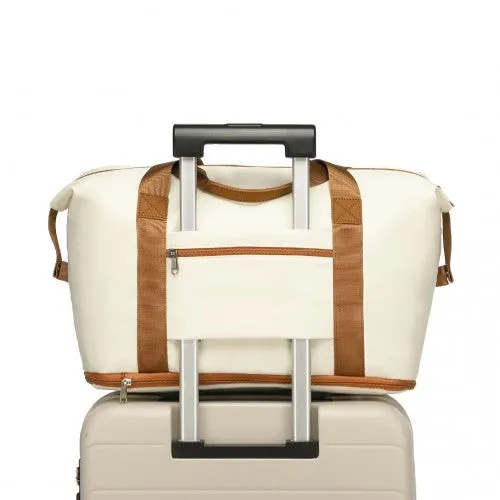 Kono Two Pieces Expandable Durable Waterproof Travel Duffle Bag Set - Biege / Brown