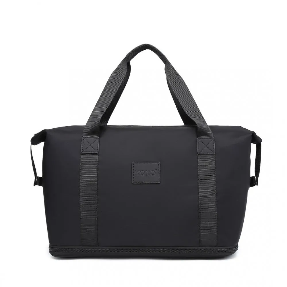 Kono Two Pieces Expandable Durable Waterproof Travel Duffle Bag Set - Black