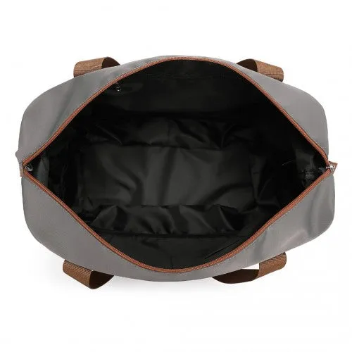 Kono Two Pieces Expandable Durable Waterproof Travel Duffle Bag Set - Grey / Brown