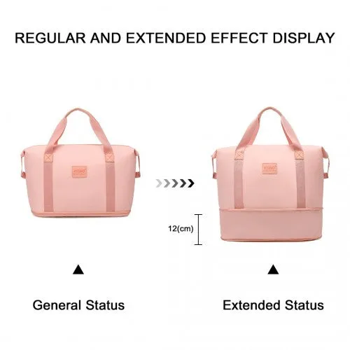 Kono Two Pieces Expandable Durable Waterproof Travel Duffle Bag Set - Pink