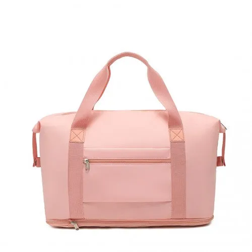 Kono Two Pieces Expandable Durable Waterproof Travel Duffle Bag Set - Pink