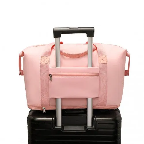 Kono Two Pieces Expandable Durable Waterproof Travel Duffle Bag Set - Pink