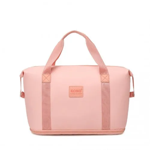 Kono Two Pieces Expandable Durable Waterproof Travel Duffle Bag Set - Pink
