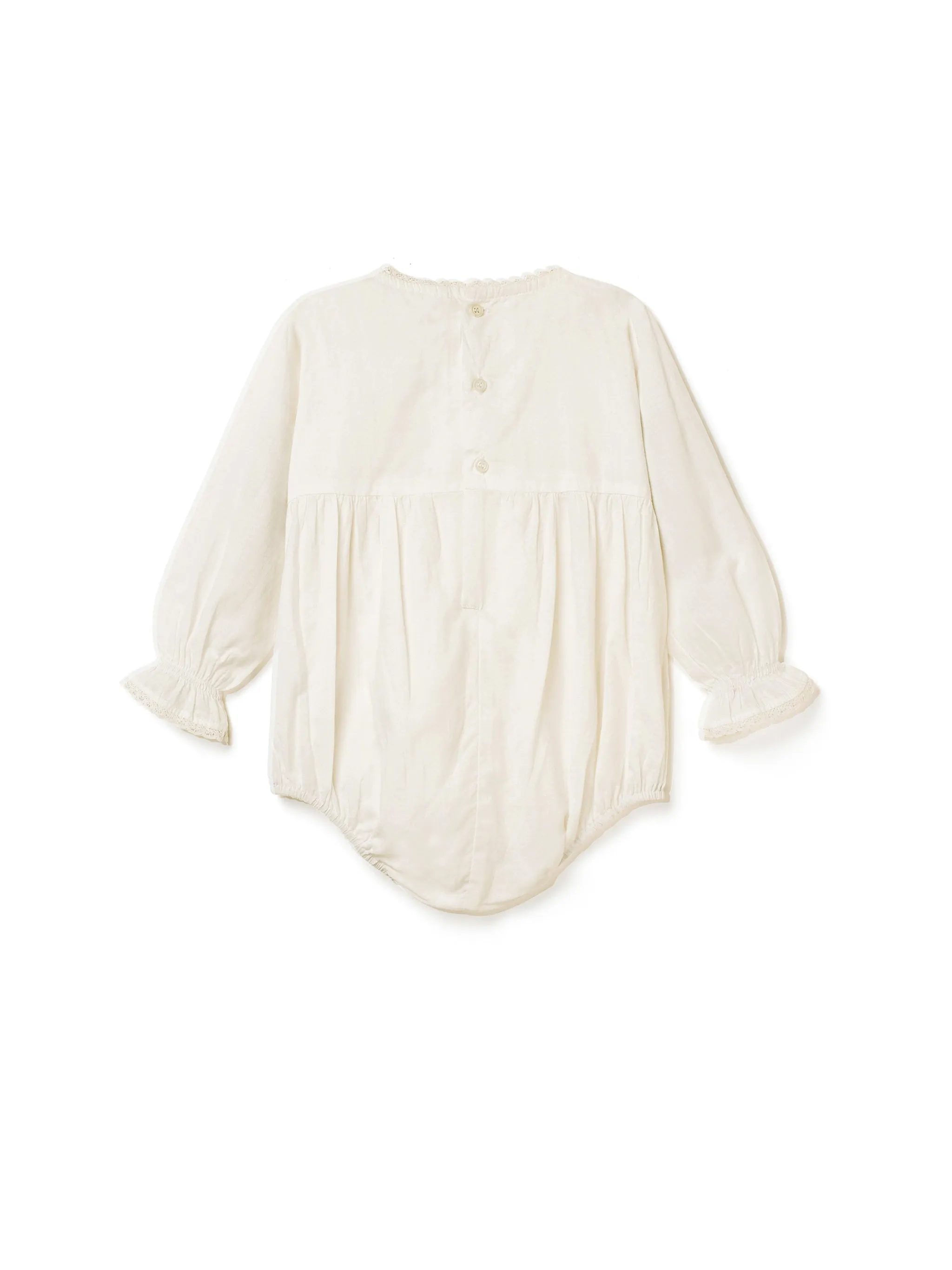 Lace and Embroidery Romper - Ecru