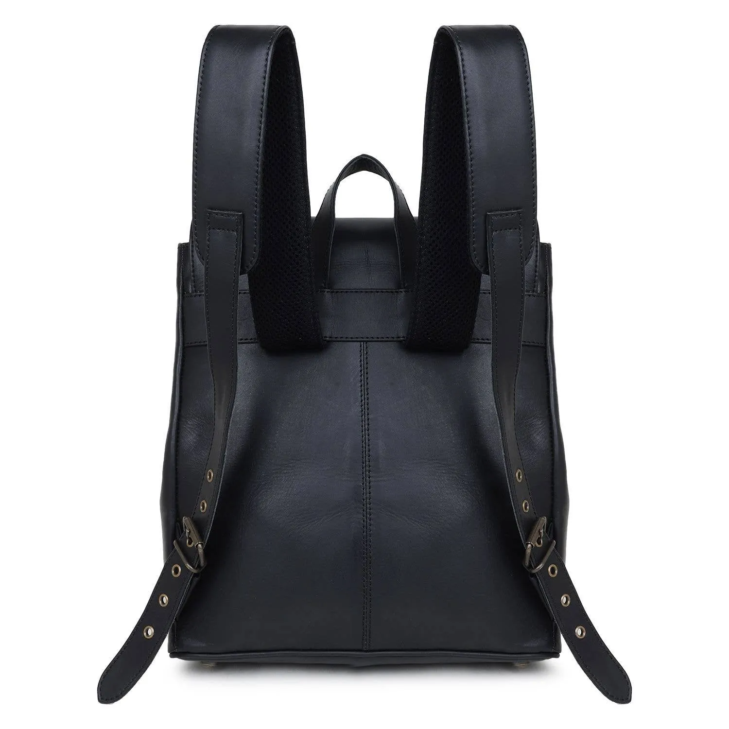 Leather Women's Backpack - Black Snake Texture