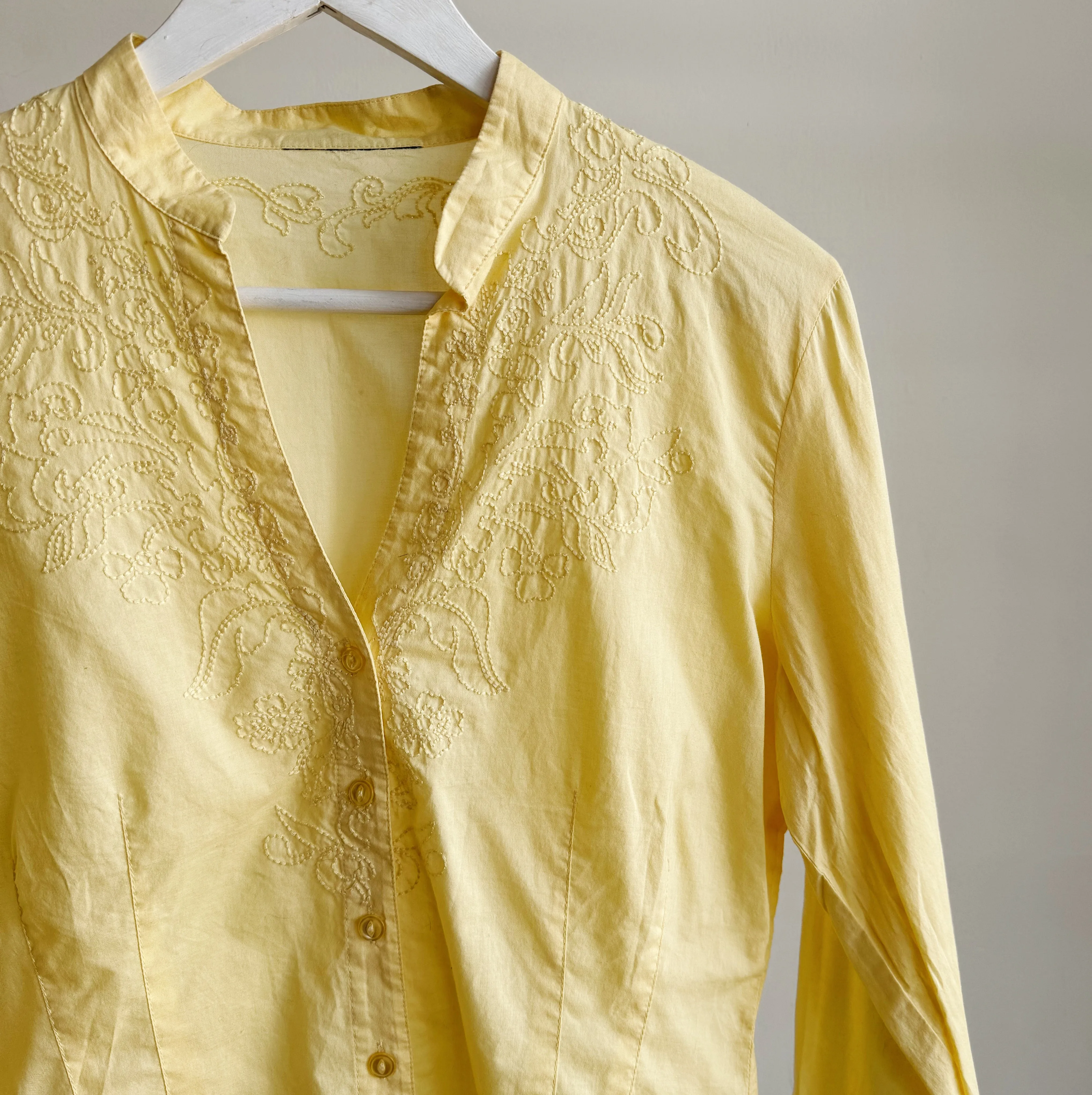 Lemon Embroidered Cotton Blouse