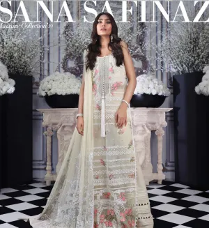 Lemon Yellow Net Embroidered Salwar Kameez-Suit Sana Safinaz 2019