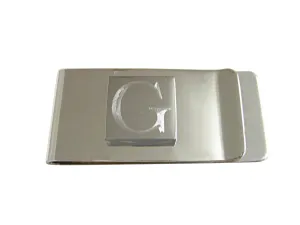 Letter G Etched Monogram Money Clip
